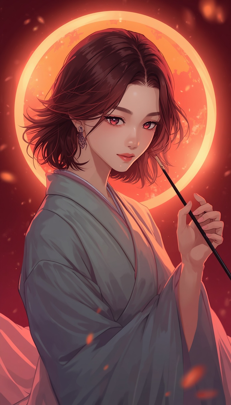 静かな情熱の芸術家（火×ISFP）のキャラクターイラスト