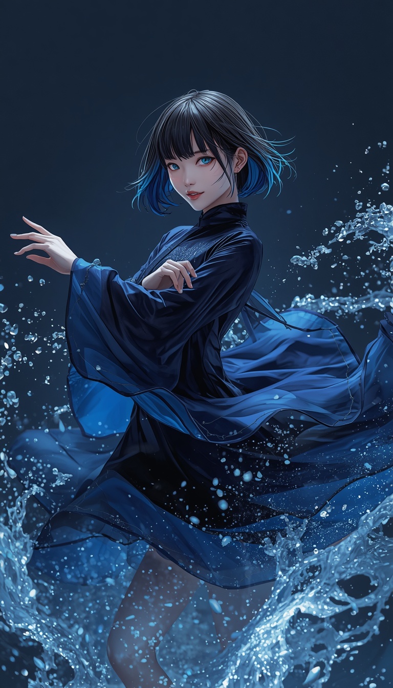 実はクールな楽天家（水×ESFP）のキャラクターイラスト
