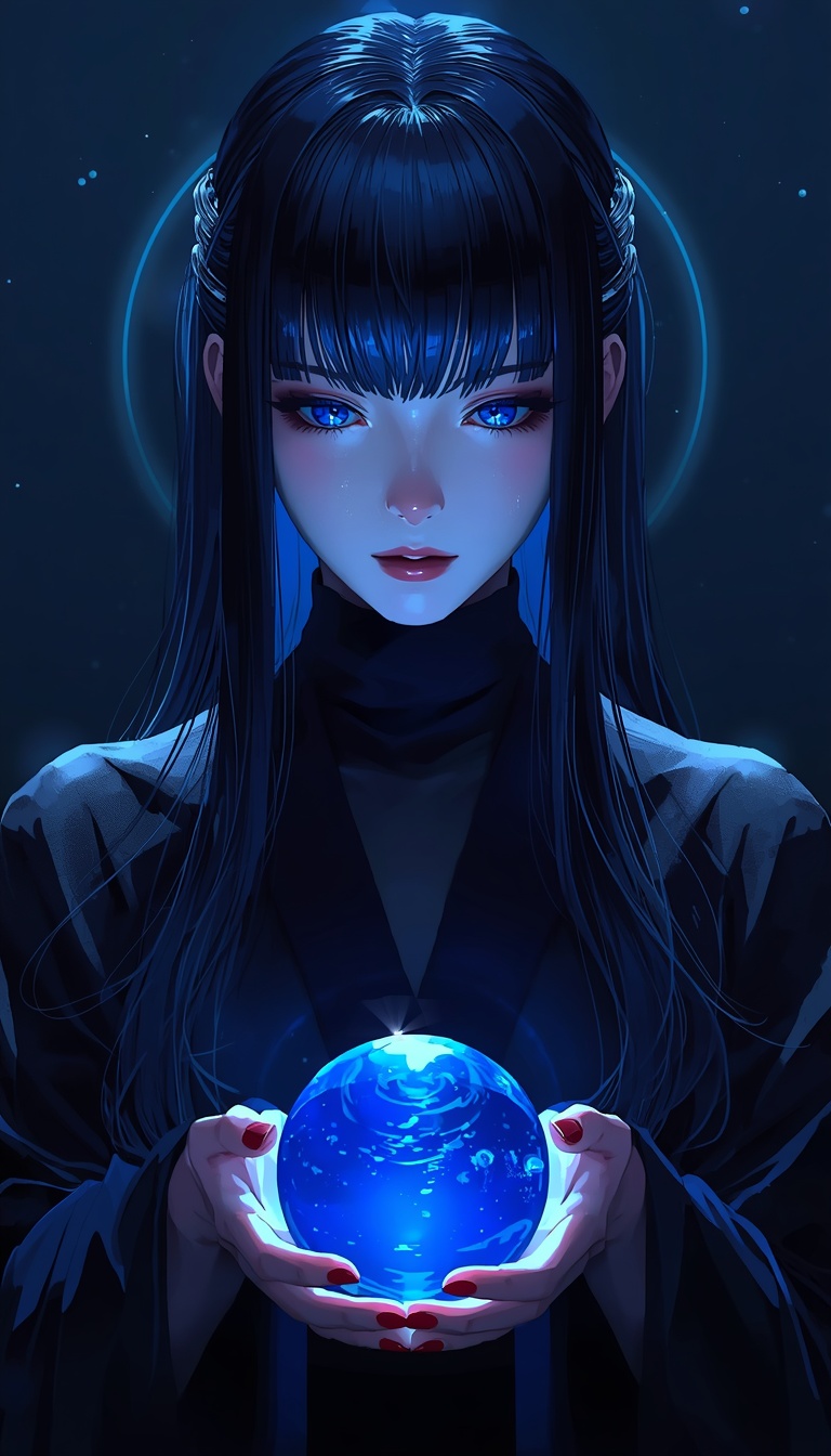 底の見えない洞察者（水×INFJ）のキャラクターイラスト