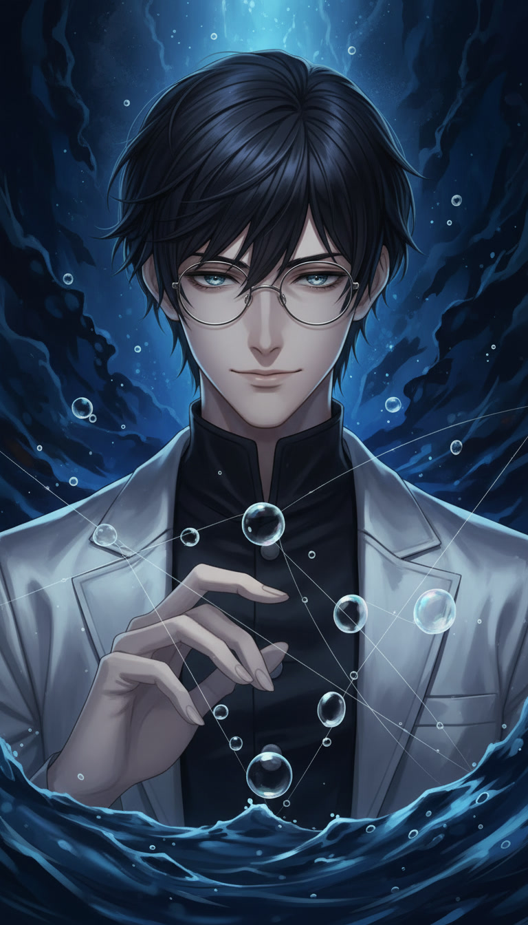 曖昧を許さない理論家（水×INTP）のキャラクターイラスト