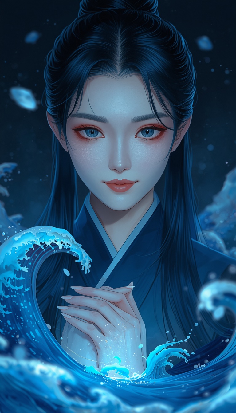 寄り添い上手な献身家（水×ISFJ）のキャラクターイラスト