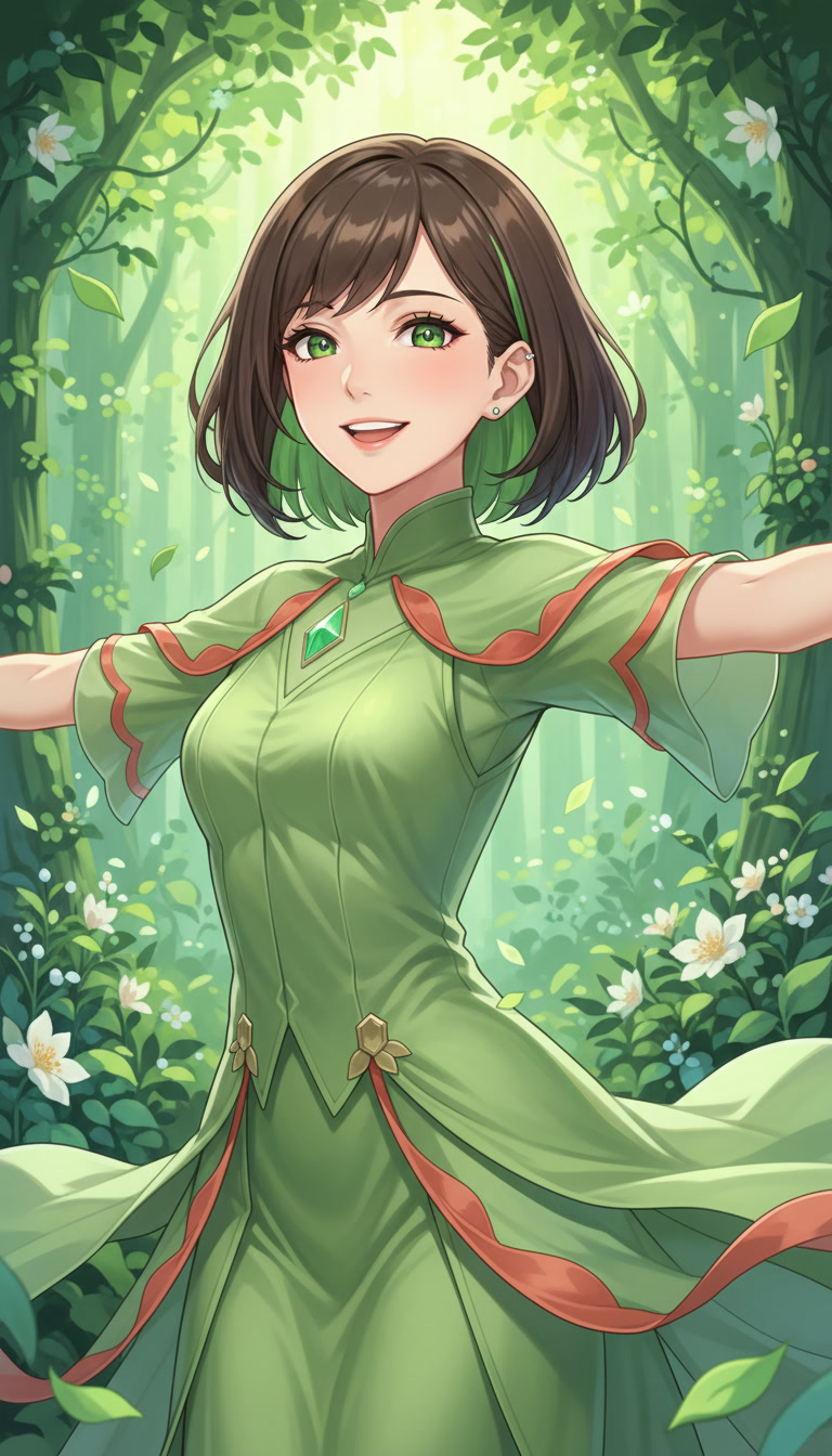 気ままな楽天家（木×ESFP）のキャラクターイラスト